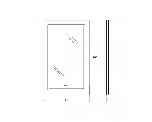 Зеркало в алюминиевой раме с подсветкой, сенсорным выключателем и подогревом BelBagno SPC-KRAFT-500-800-LED-TCH-WARM