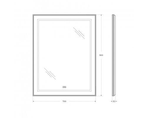 Зеркало в раме с подсветкой сенсорным выкл. и подогревом BelBagno SPC-KRAFT-700-900-LED-TCH-WARM-NERO