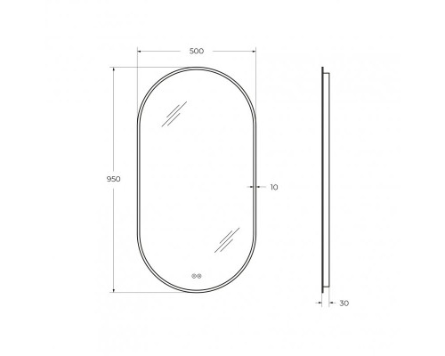 Зеркало 500x950х30мм с контурной разноцветной подсветкой RGB и сенсорным выключателем CEZARES CZR-SPC-ELS-500-950-RGB-TCH