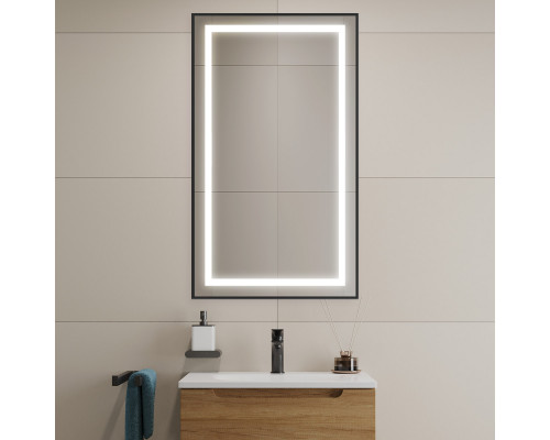 Зеркало в алюминиевой раме со встроенным светильником BelBagno SPC-KRAFT-500-900-SENS-NERO