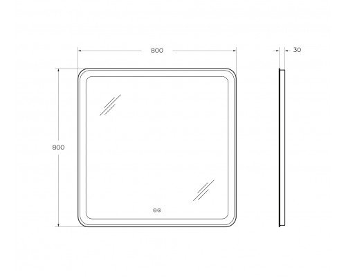 Зеркало 800x800x30мм со встроенной разноцветной подсветкой RGB и сенсорным выключателем CEZARES CZR-SPC-MC-800-800-RGB-TCH