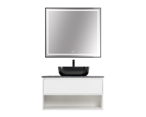 Зеркало в раме с подсветкой сенсорным выкл. и подогревом BelBagno SPC-KRAFT-900-800-LED-TCH-WARM-NERO