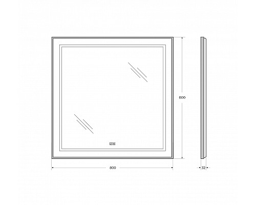 Зеркало в раме с подсветкой сенсорным выкл. и подогревом BelBagno SPC-KRAFT-800-800-LED-TCH-WARM-NERO