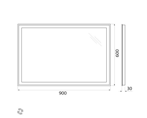Зеркало с встроенным светильником и кнопочным выключателем BelBagno SPC-GRT-900-600-LED-BTN