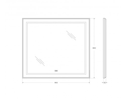 Зеркало в раме с подсветкой сенсорным выкл. и подогревом BelBagno SPC-KRAFT-900-800-LED-TCH-WARM