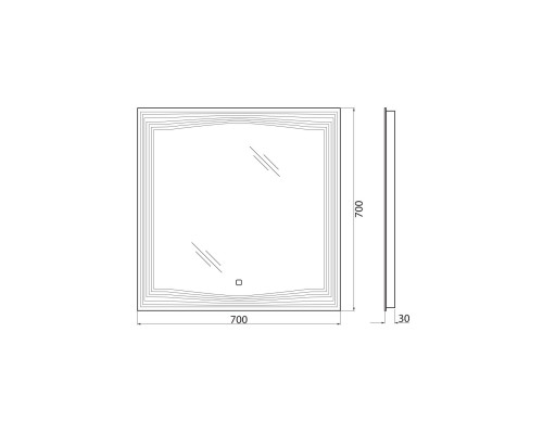 Зеркало с встроенным светильником и сенсорным выключателем BelBagno SPC-LNS-700-700-LED-TCH