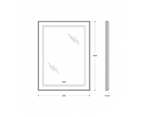 Зеркало в раме с подсветкой сенсорным выкл. и подогревом BelBagno SPC-KRAFT-600-800-LED-TCH-WARM-NERO
