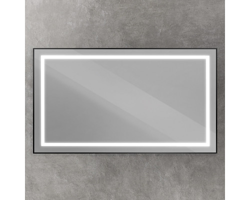 Зеркало в алюминиевой раме со встроенным светильником BelBagno SPC-KRAFT-1400-800-SENS-NERO