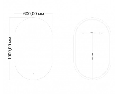 Зеркало с подсветкой и функцией антизапотевания ART&MAX TORINO AM-Tor-600-1000-DS-F-H