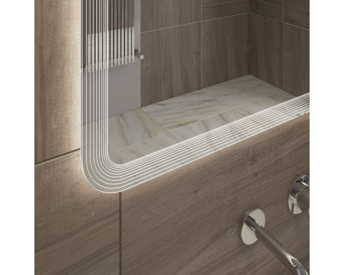 Зеркало с лазерной гравировкой, контурной подсветкой сенсорным выключателем CEZARES CZR-SPC-DUET-1100-800-LED-TCH