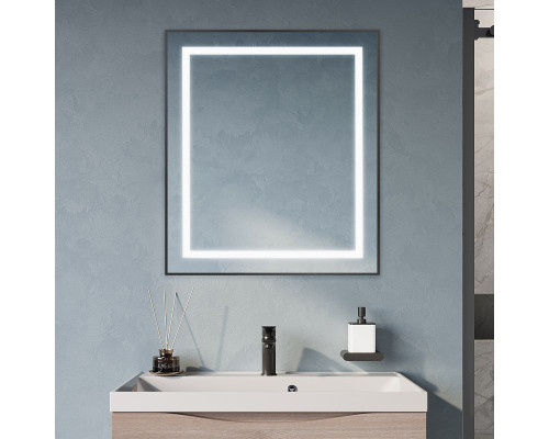 Зеркало в алюминиевой раме со встроенным светильником BelBagno SPC-KRAFT-700-800-SENS-NERO