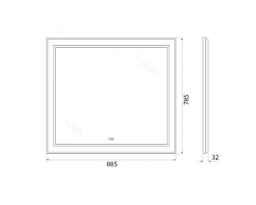 Зеркало в алюминиевой раме с сенсорным выключателем подогревом BelBagno SPC-KRAFT-885-785-TCH-WARM-NERO