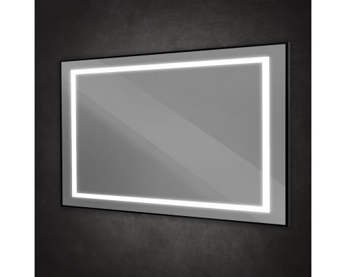 Зеркало в алюминиевой раме со встроенным светильником BelBagno SPC-KRAFT-1400-800-SENS-NERO