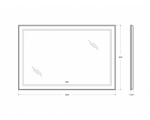 Зеркало в раме с подсветкой сенсорным выкл. и подогревом BelBagno SPC-KRAFT-1200-800-LED-TCH-WARM-NERO