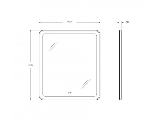 Зеркало 700x800x30мм со встроенной разноцветной подсветкой RGB и сенсорным выключателем CEZARES CZR-SPC-MC-700-800-RGB-TCH
