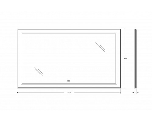 Зеркало в раме с подсветкой сенсорным выкл. и подогревом BelBagno SPC-KRAFT-1400-800-LED-TCH-WARM-NERO