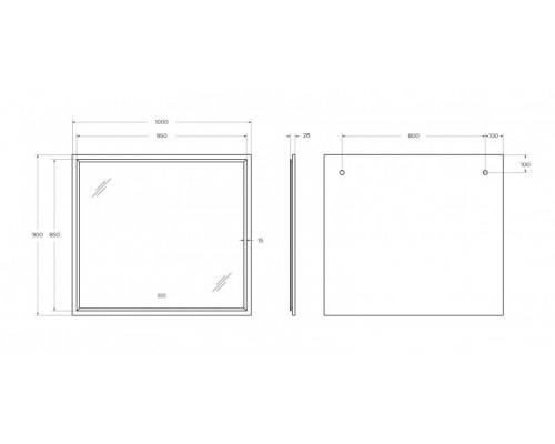 Зеркало для ванной с подсветкой сенсорным выключателем и подогревом CEZARES CZR-SPC-INT-1000-900-LED-TCH-WARM-TIT