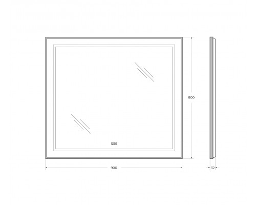 Зеркало в раме с подсветкой сенсорным выкл. и подогревом BelBagno SPC-KRAFT-900-800-LED-TCH-WARM-NERO