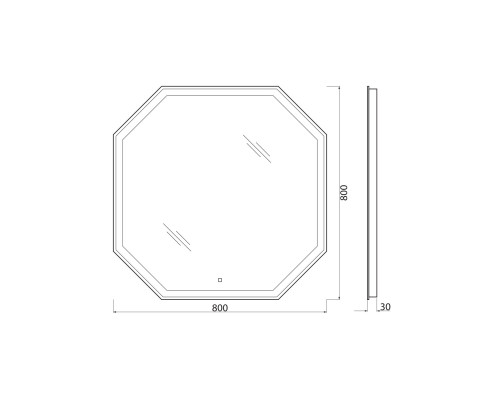 Зеркало с встроенным светильником и сенсорным выключателем BelBagno SPC-OTT-800-800-LED-TCH