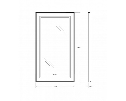 Зеркало в раме с подсветкой сенсорным выкл. и подогревом BelBagno SPC-KRAFT-500-900-LED-TCH-WARM
