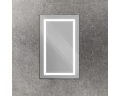 Зеркало в алюминиевой раме со встроенным светильником BelBagno SPC-KRAFT-500-800-SENS-NERO