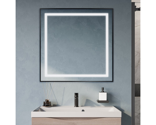 Зеркало в алюминиевой раме со встроенным светильником BelBagno SPC-KRAFT-800-800-SENS-NERO