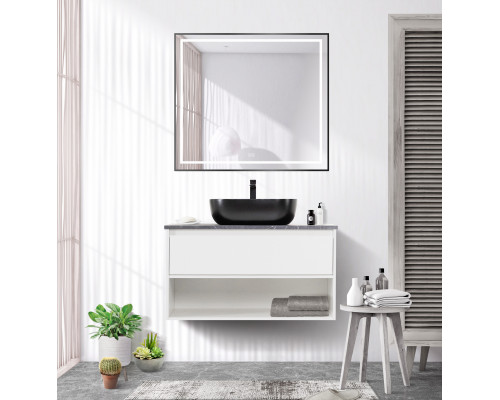 Зеркало в раме с подсветкой сенсорным выкл. и подогревом BelBagno SPC-KRAFT-900-800-LED-TCH-WARM-NERO