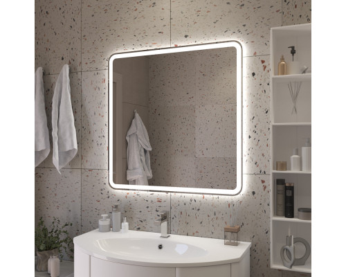 Зеркало 800x800x30мм со встроенной разноцветной подсветкой RGB и сенсорным выключателем CEZARES CZR-SPC-MC-800-800-RGB-TCH