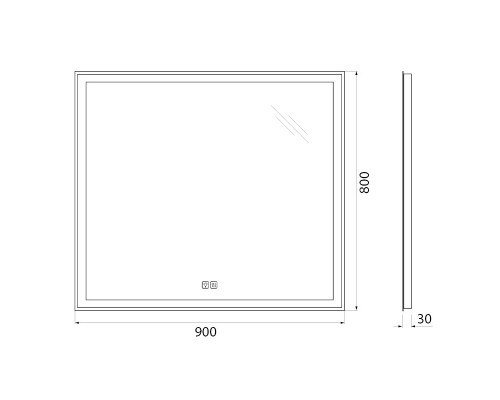 Зеркало с встроенным светильником, сенсорным выключателем и подогревом BelBagno SPC-GRT-900-800-LED-TCH-WARM