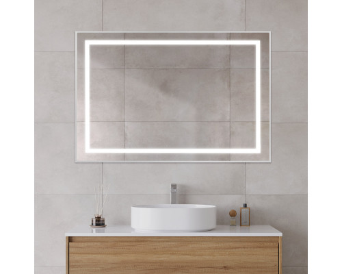 Зеркало в алюминиевой раме со встроенным светильником BelBagno SPC-KRAFT-1200-800-SENS-AL