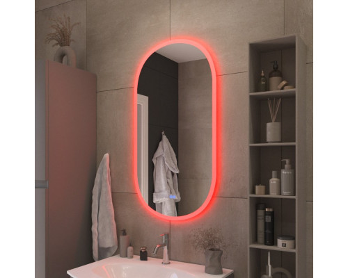 Зеркало 500x950х30мм с контурной разноцветной подсветкой RGB и сенсорным выключателем CEZARES CZR-SPC-ELS-500-950-RGB-TCH