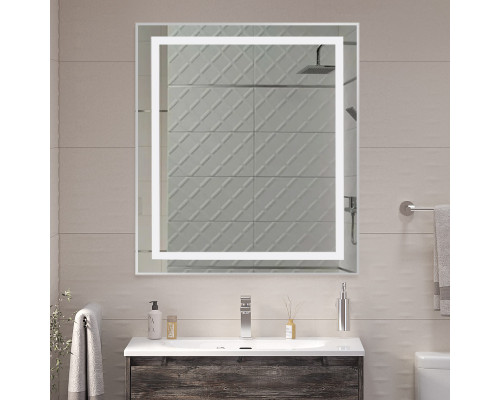 Зеркало в алюминиевой раме со встроенным светильником BelBagno SPC-KRAFT-700-800-SENS-AL