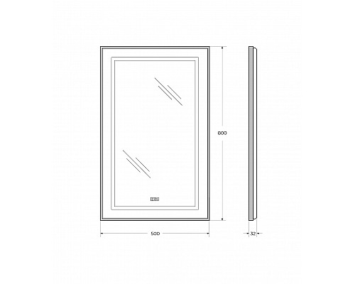 Зеркало в алюминиевой раме с подсветкой и сенсорным выключателем и подогревом BelBagno SPC-KRAFT-500-800-LED-TCH-WARM-NERO