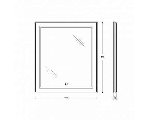 Зеркало в раме с подсветкой сенсорным выкл. и подогревом BelBagno SPC-KRAFT-700-800-LED-TCH-WARM-NERO