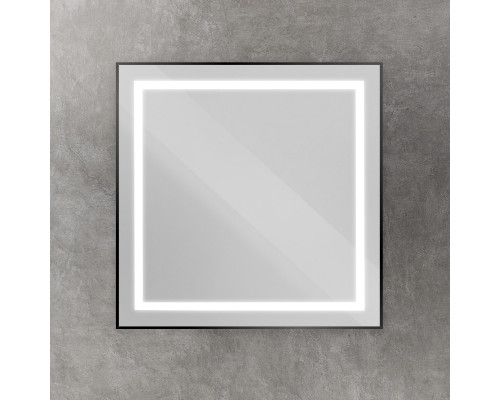 Зеркало в алюминиевой раме со встроенным светильником BelBagno SPC-KRAFT-800-800-SENS-NERO