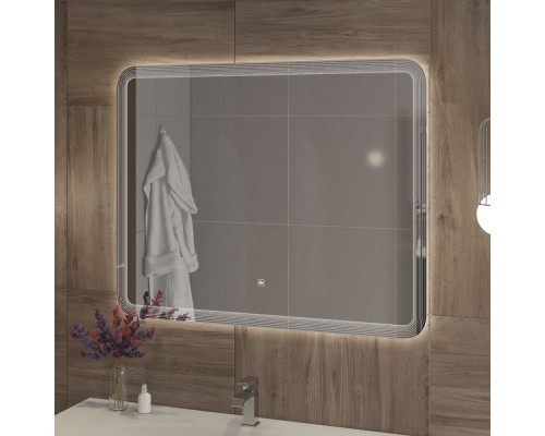 Зеркало с лазерной гравировкой, контурной подсветкой сенсорным выключателем CEZARES CZR-SPC-DUET-1100-800-LED-TCH