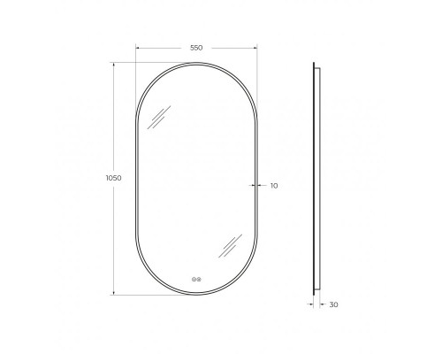 Зеркало 550x1050х30мм с контурной разноцветной подсветкой RGB и сенсорным выключателем CEZARES CZR-SPC-ELS-550-1050-RGB-TCH