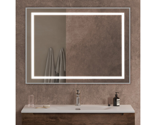 Зеркало в алюминиевой раме со встроенным светильником BelBagno SPC-KRAFT-1000-800-SENS-AL