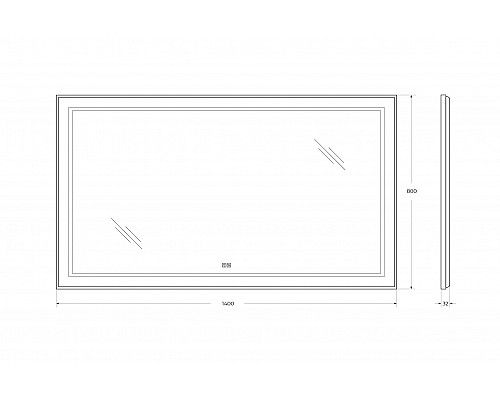 Зеркало в раме с подсветкой сенсорным выкл. и подогревом BelBagno SPC-KRAFT-1400-800-LED-TCH-WARM