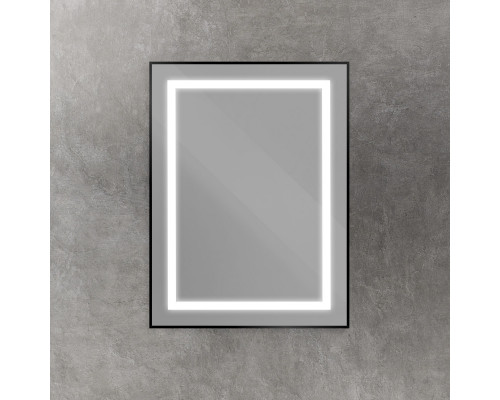 Зеркало в алюминиевой раме со встроенным светильником BelBagno SPC-KRAFT-600-800-SENS-NERO