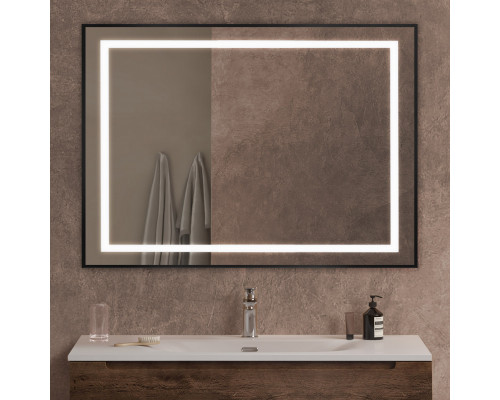 Зеркало в алюминиевой раме со встроенным светильником BelBagno SPC-KRAFT-1000-800-SENS-NERO