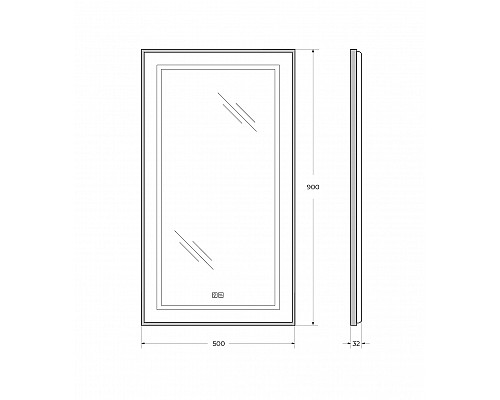 Зеркало в алюминиевой раме с подсветкой сенсорным выкл. и подогревом BelBagno SPC-KRAFT-500-900-LED-TCH-WARM-NERO