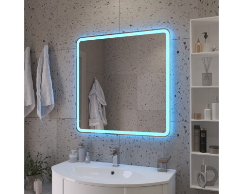 Зеркало 800x800x30мм со встроенной разноцветной подсветкой RGB и сенсорным выключателем CEZARES CZR-SPC-MC-800-800-RGB-TCH