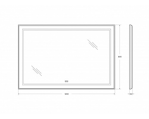 Зеркало в раме с подсветкой сенсорным выкл. и подогревом BelBagno SPC-KRAFT-1200-800-LED-TCH-WARM