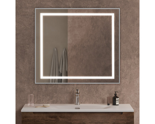 Зеркало в алюминиевой раме со встроенным светильником BelBagno SPC-KRAFT-900-800-SENS-AL
