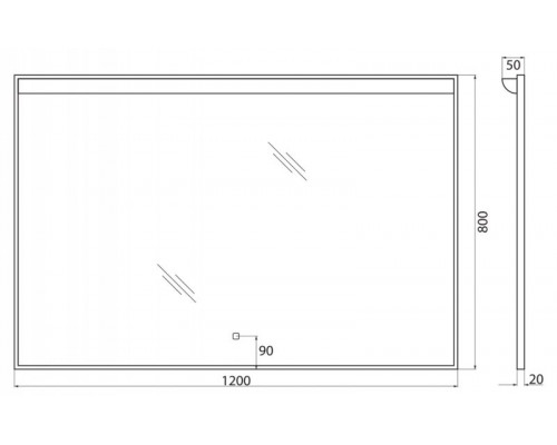 Зеркало в алюминиевой раме с подсветкой с сенсорным выключателем BelBagno SPC-UNO-1200-800-TCH