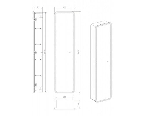 Зеркало-пенал с подсветкой ART&MAX PLATINO AM-Pla-400-1600-1D-R-L-DS-F