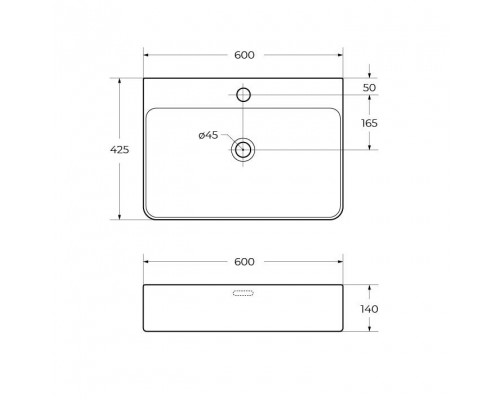 Раковина накладная керамическая 600x425x140 мм BelBagno BB1338