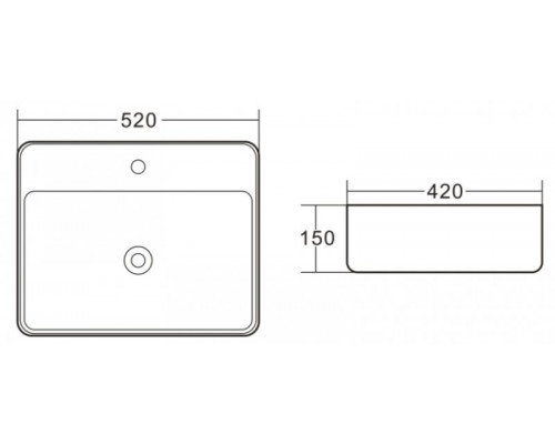 Раковина керамическая накладная прямоугольная 520х420х150мм BelBagno BB1367