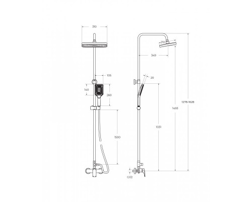 Душевая стойка со смесителем BelBagno DUE-DOCM-GM, оружейная сталь